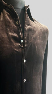 CHOCOLATE SILK VELVET SHIRT.