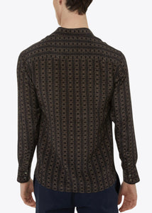 BLACK/GOLD CHAIN PRINT SILK SHIRT.