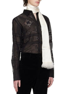 BLACK COTTON BRODERIE ANGLAISE SHIRT.