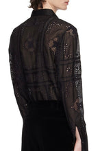 Load image into Gallery viewer, BLACK COTTON BRODERIE ANGLAISE SHIRT.
