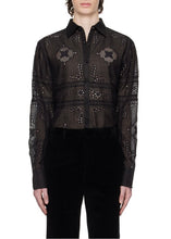 Load image into Gallery viewer, BLACK COTTON BRODERIE ANGLAISE SHIRT.
