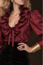 Load image into Gallery viewer, BURGUNDY SILK TAFFETA BLOUSE
