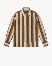 Load image into Gallery viewer, COFFEE/CREAM WIDE STRIPE SILK SHIRT
