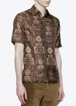 Load image into Gallery viewer, CHOCOLATE/CREAM TOILE PRINT SILK SHIRT.
