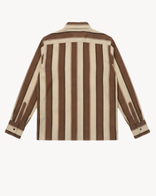 Load image into Gallery viewer, COFFEE/CREAM WIDE STRIPE SILK SHIRT
