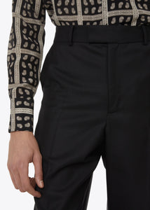 SIGNATURE FLARE LEG BLACK TROUSERS.