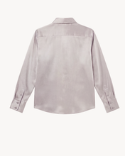 Load image into Gallery viewer, DUSTY LILAC SILK SATIN SHIRT WITH VELVET NECK-TIE - 73LONDON
