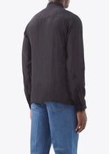 Load image into Gallery viewer, BLACK FLUID SHIRT WITH LACE TRIM.
