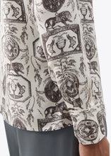 Load image into Gallery viewer, WHITE/BLACK TOILE PRINT SILK SHIRT.
