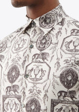 Load image into Gallery viewer, WHITE/BLACK TOILE PRINT SILK SHIRT.
