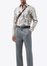 Load image into Gallery viewer, WHITE/BLACK TOILE PRINT SILK SHIRT.
