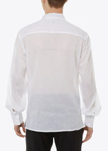 Load image into Gallery viewer, WHITE PLEATED FRONT COTTON SHIRT WITH VELVET NECK TIE.
