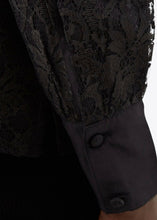 Load image into Gallery viewer, BLACK LACE SHIRT WITH COTTON NECK-TIE.
