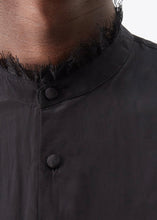 Load image into Gallery viewer, BLACK FLUID SHIRT WITH LACE TRIM.
