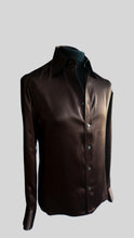 Load image into Gallery viewer, CHOCOLATE SILK SATIN SHIRT.
