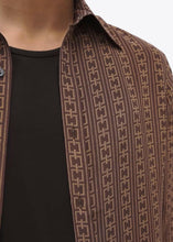 Load image into Gallery viewer, CHOCOLATE/CAMEL CHAIN PRINT SILK SHIRT.
