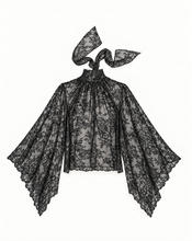 Load image into Gallery viewer, DRAMATIC LACE CAPE SLEEVE BLOUSE
