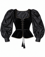 Load image into Gallery viewer, BLACK SILK VELVET BODICE
