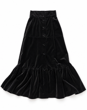 Load image into Gallery viewer, BLACK VELVET BUTTON-THROUGH SKIRT
