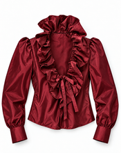 Load image into Gallery viewer, BURGUNDY SILK TAFFETA BLOUSE
