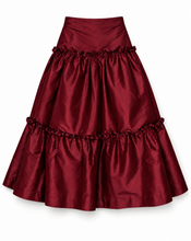 Load image into Gallery viewer, BURGUNDY SILK TAFFETA SKIRT
