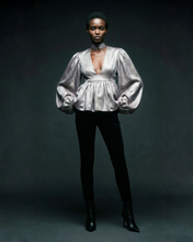 Load image into Gallery viewer, LILAC SILK METALLIC BLOUSE
