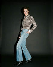 Load image into Gallery viewer, IVORY/BLACK LINK PRINT SILK SHIRT
